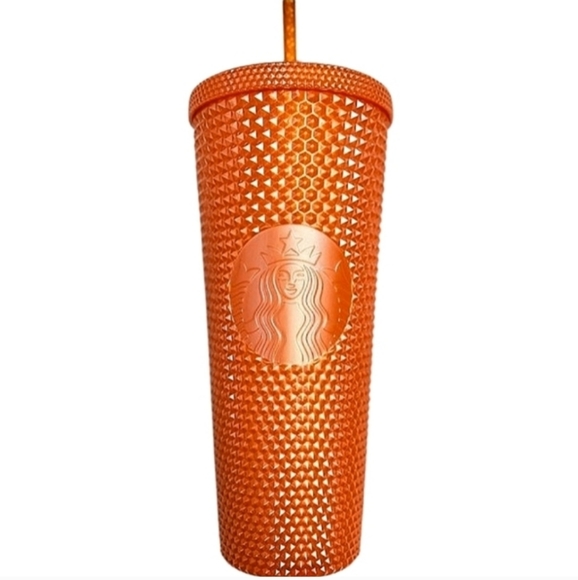 🍃NEW Starbucks Venti Orange Metallic Studded Tumbler Limited Edition - Picture 2 of 2